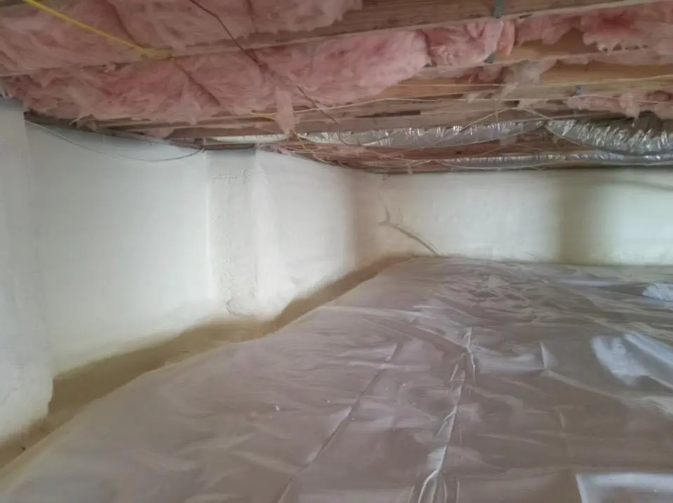 Crawl space encapsulation with closed-cell spray foam for Commercial Roof Restoration in Reynoldsburg